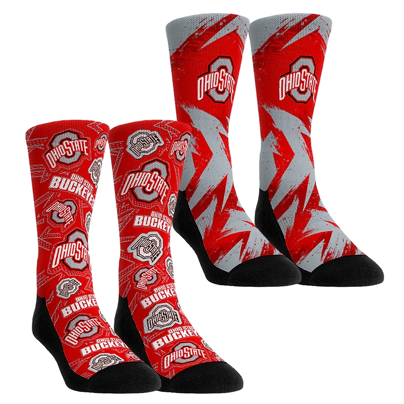 Youth Rock Em Socks  Ohio State Buckeyes Game Day Two-Pack Crew Socks Set