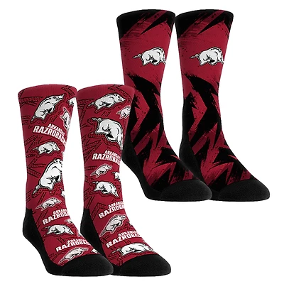Youth Rock Em Socks Arkansas Razorbacks Game Day Two-Pack Crew Socks Set