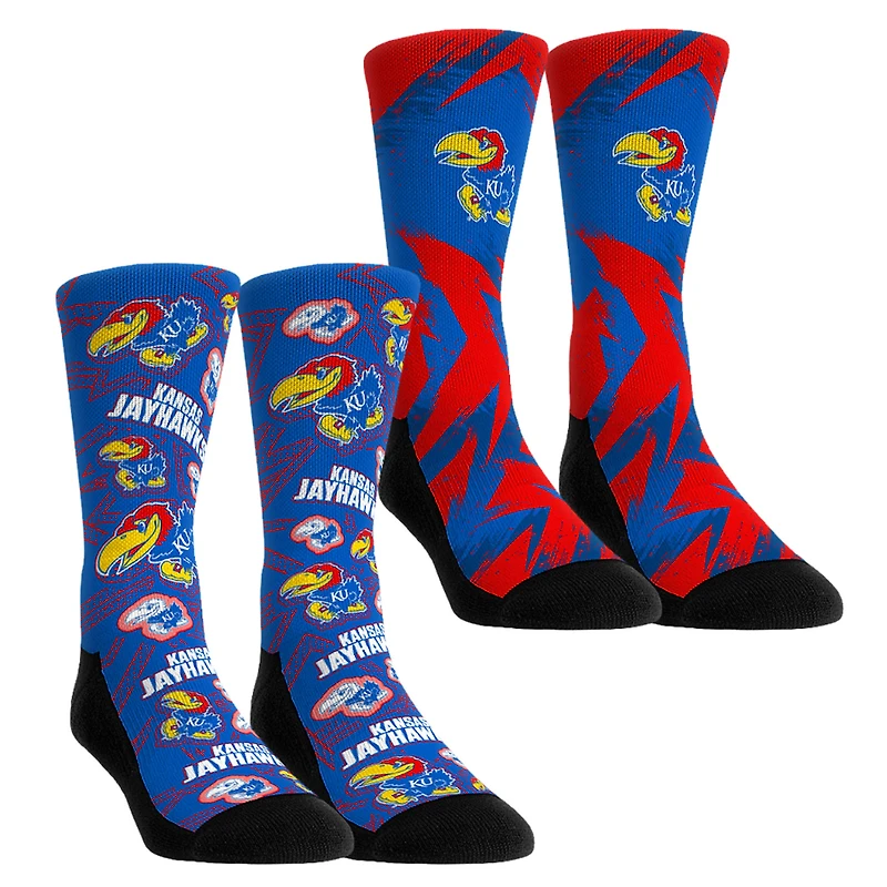 Youth Rock Em Socks Kansas Jayhawks Game Day Two-Pack Crew Socks Set