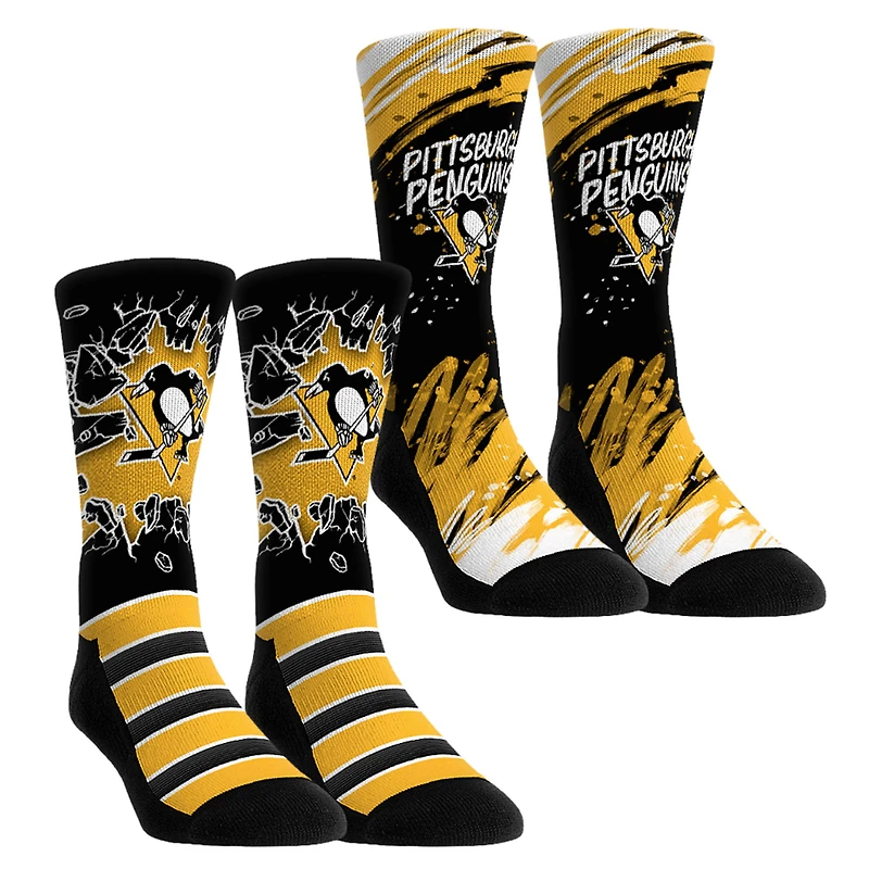 Youth Rock Em Socks  Pittsburgh Penguins Ice Breaker Two-Pack Crew Socks Set