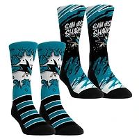 Youth Rock Em Socks  San Jose Sharks Ice Breaker Two-Pack Crew Socks Set