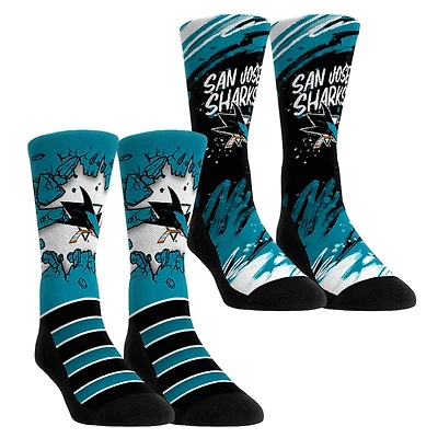 Youth Rock Em Socks  San Jose Sharks Ice Breaker Two-Pack Crew Socks Set