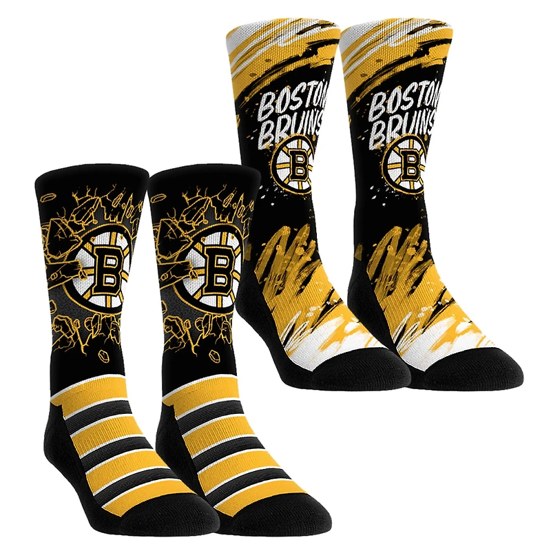 Youth Rock Em Socks  Boston Bruins Ice Breaker Two-Pack Crew Socks Set