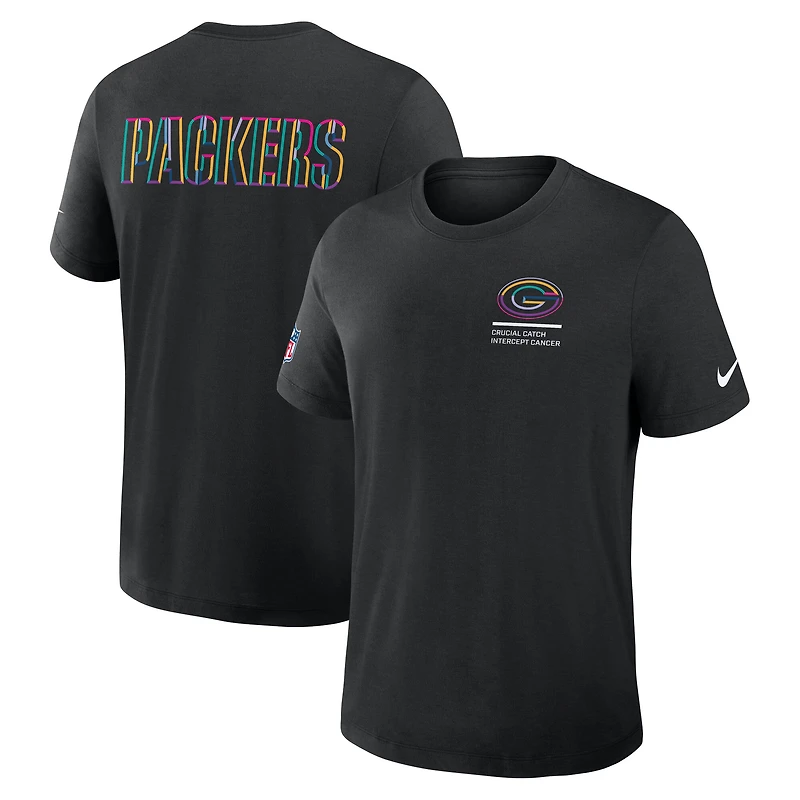 Men's Nike Black Green Bay Packers 2025 NFL Crucial Catch Tri-Blend Dri-FIT T-Shirt