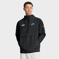 Men's Nike Black Detroit Lions Sideline Alt Pack Anorak Half-Zip Hoodie Jacket