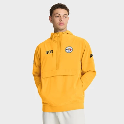 Men's Nike Gold Pittsburgh Steelers 1933 Sideline Alt Pack Anorak Half-Zip Hoodie Jacket