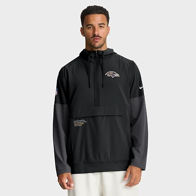 Men's Nike Black Baltimore Ravens Sideline Anorak Half-Zip Hoodie Jacket