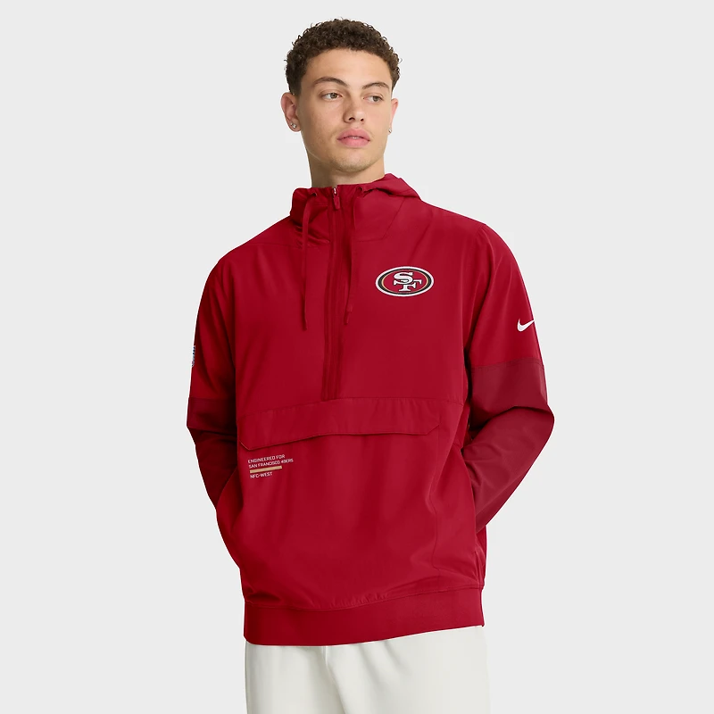 Men's Nike Scarlet San Francisco 49ers Sideline Anorak Half-Zip Hoodie Jacket