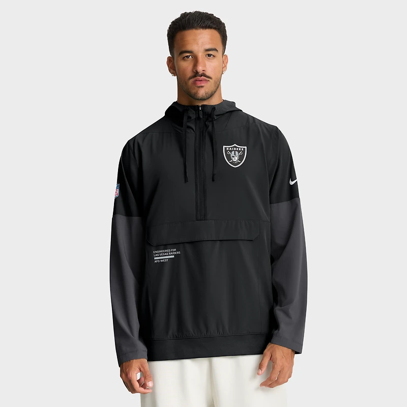 Men's Nike Black Las Vegas Raiders Sideline Anorak Half-Zip Hoodie Jacket