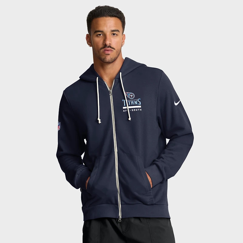 Men's Nike Navy Tennessee Titans Sideline Standard Issue Utility Player Dri-FIT Full-Zip Hoodie