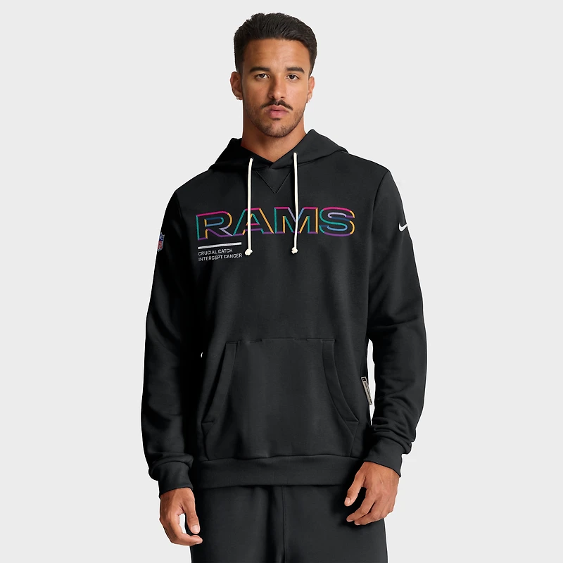Men's Nike Black Los Angeles Rams 2025 NFL Crucial Catch Sideline Standard Issue Dri-FIT Hoodie