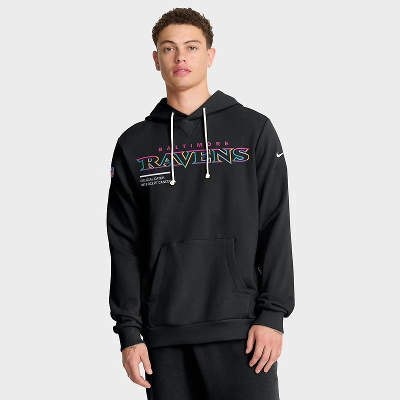Men's Nike Black Baltimore Ravens 2025 NFL Crucial Catch Sideline Standard Issue Dri-FIT Hoodie