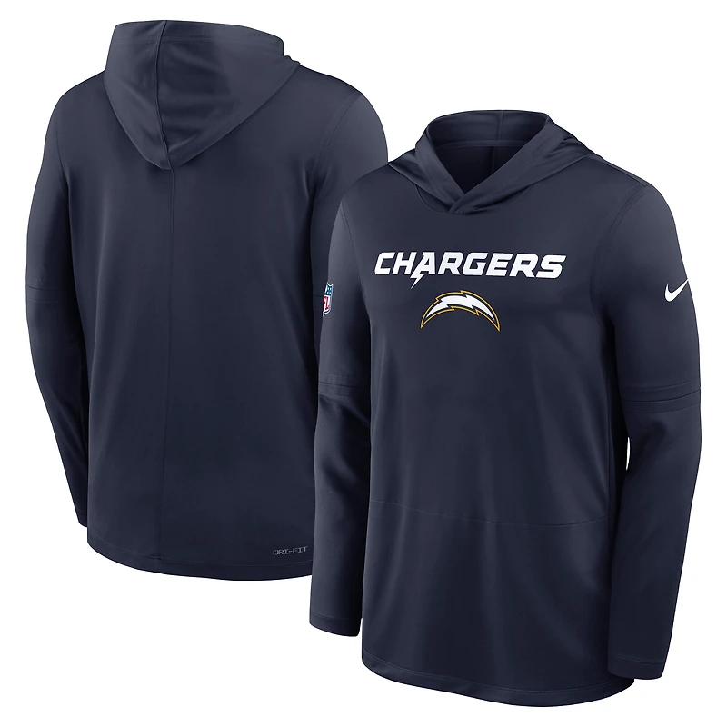 Men's Nike Navy Los Angeles Chargers Sideline Alt Pack Dri-FIT Lightweight Hooded Top