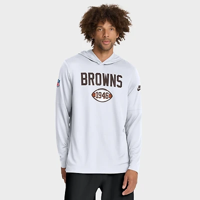 Men's Nike White Cleveland Browns Sideline Pass Accuracy Dri-FIT Long Sleeve Hoodie T-Shirt