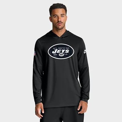 Men's Nike Black New York Jets Sideline Pass Accuracy Dri-FIT Long Sleeve Hoodie T-Shirt