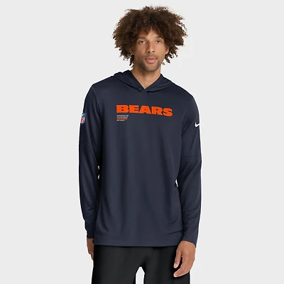 Men's Nike Navy Chicago Bears Sideline Pure Fury Performance Long Sleeve Hoodie T-Shirt