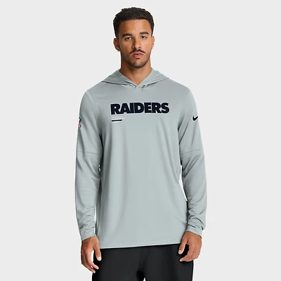 Men's Nike Silver Las Vegas Raiders Sideline Pure Fury Dri-FIT Long Sleeve Hoodie T-Shirt