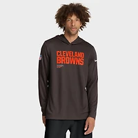 Men's Nike Brown Cleveland Browns Sideline Pure Fury Dri-FIT Long Sleeve Hoodie T-Shirt