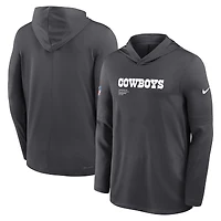 Men's Nike Anthracite Dallas Cowboys Sideline Pure Fury Dri-FIT Long Sleeve Hoodie T-Shirt