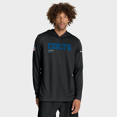 Men's Nike Black Indianapolis Colts Sideline Pure Fury Dri-FIT Long Sleeve Hoodie T-Shirt