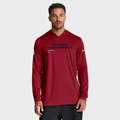 Men's Nike Cardinal Arizona Cardinals Sideline Pure Fury Dri-FIT Long Sleeve Hoodie T-Shirt