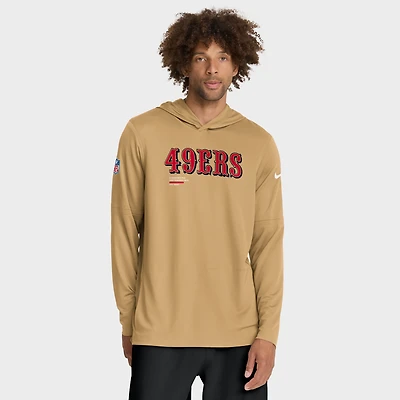 Men's Nike Gold San Francisco 49ers Sideline Pure Fury Dri-FIT Long Sleeve Hoodie T-Shirt