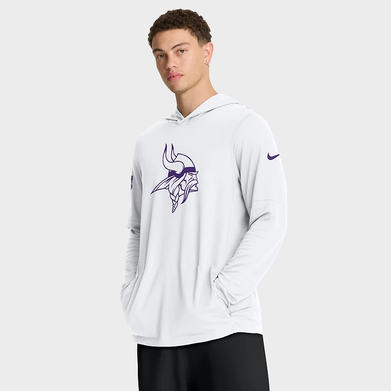 Men's Nike White Minnesota Vikings Sideline Option Read Dri-FIT Long Sleeve Hoodie T-Shirt