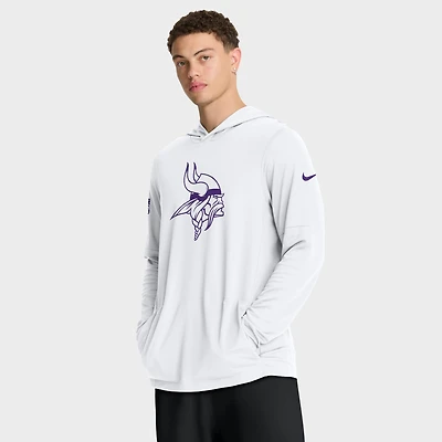 Men's Nike White Minnesota Vikings Sideline Option Read Dri-FIT Long Sleeve Hoodie T-Shirt
