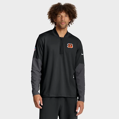 Men's Nike Black Cincinnati Bengals Sideline Dri-FIT Half-Zip Pullover
