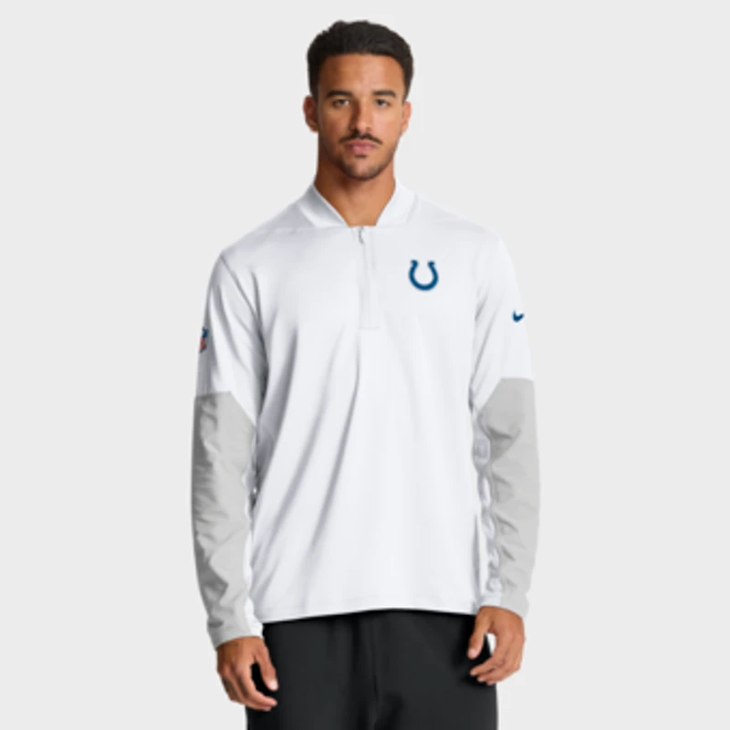 Men's Nike White Indianapolis Colts Sideline Dri-FIT Half-Zip Pullover