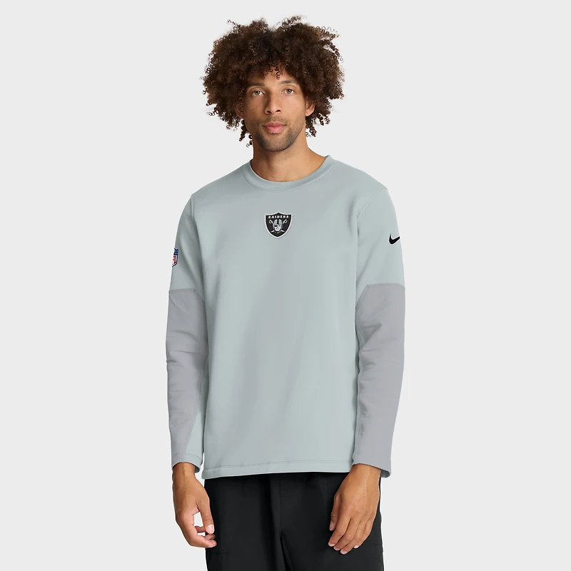 Men's Nike Silver Las Vegas Raiders Sideline Scripted to Win Performance Long Sleeve T-Shirt