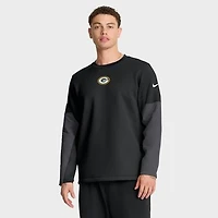 Men's Nike Black Green Bay Packers Sideline Coaches Midweight Therma-FIT Crew Pullover