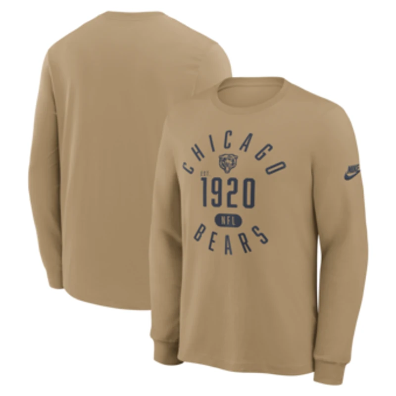 Men's Nike Tan Chicago Bears Blitz Package Rewind Slub Dri-FIT Long Sleeve T-Shirt