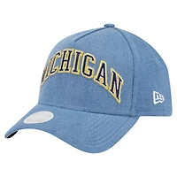 Women's New Era Denim Michigan Wolverines A-Frame 9FORTY Adjustable Hat