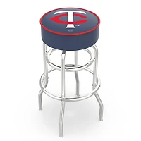 Minnesota Twins 25" Double Ring Chrome Swivel Counter Stool