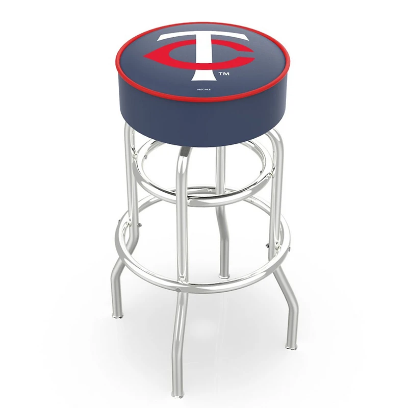 Minnesota Twins 25" Double Ring Chrome Swivel Counter Stool