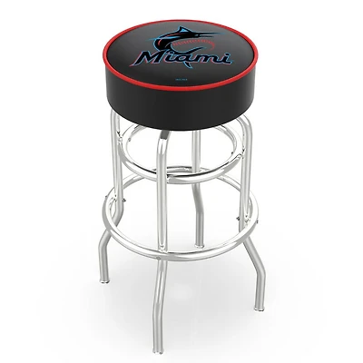 Miami Marlins 25" Double Ring Chrome Swivel Counter Stool