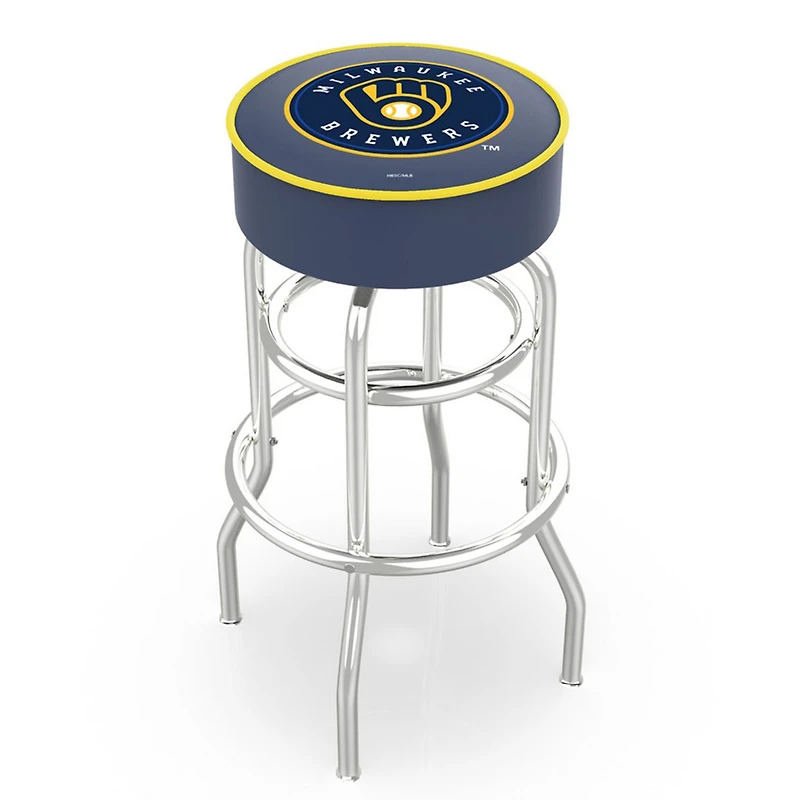 Milwaukee Brewers 25" Double Ring Chrome Swivel Counter Stool