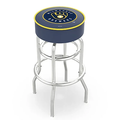 Milwaukee Brewers 25" Double Ring Chrome Swivel Counter Stool