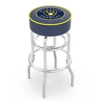 Milwaukee Brewers 25" Double Ring Chrome Swivel Counter Stool