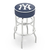 New York Yankees 25" Double Ring Chrome Swivel Counter Stool