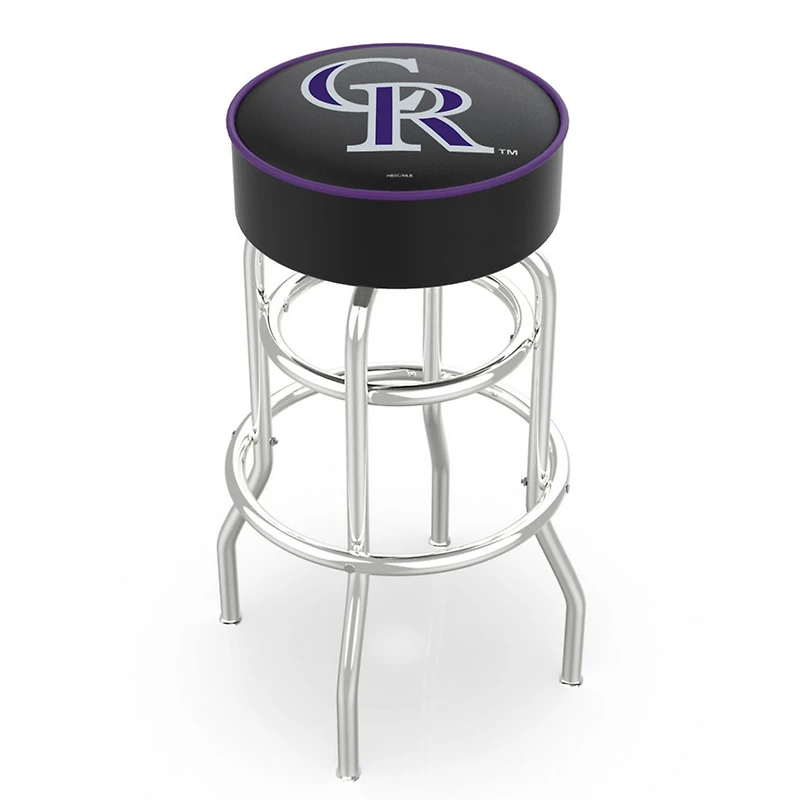 Colorado Rockies 25" Double Ring Chrome Swivel Counter Stool