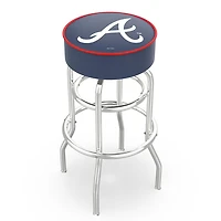 Atlanta Braves 25" Double Ring Chrome Swivel Counter Stool