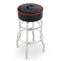 Miami Marlins 30" Double Ring Chrome Swivel Counter Stool
