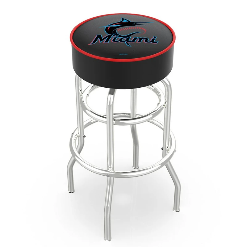 Miami Marlins 30" Double Ring Chrome Swivel Counter Stool