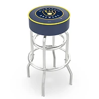 Milwaukee Brewers 30" Double Ring Chrome Swivel Counter Stool