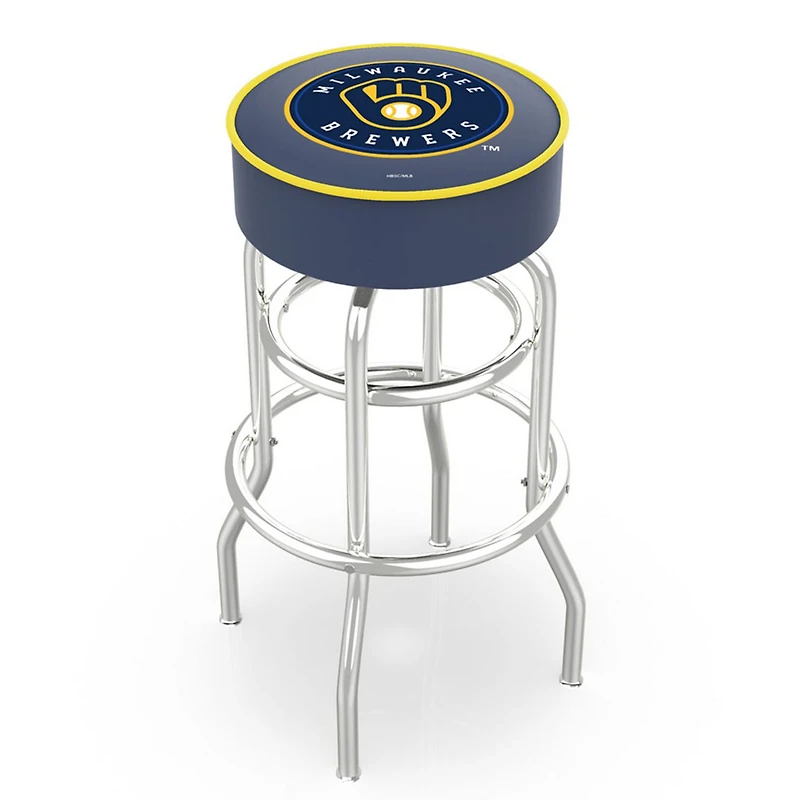 Milwaukee Brewers 30" Double Ring Chrome Swivel Counter Stool