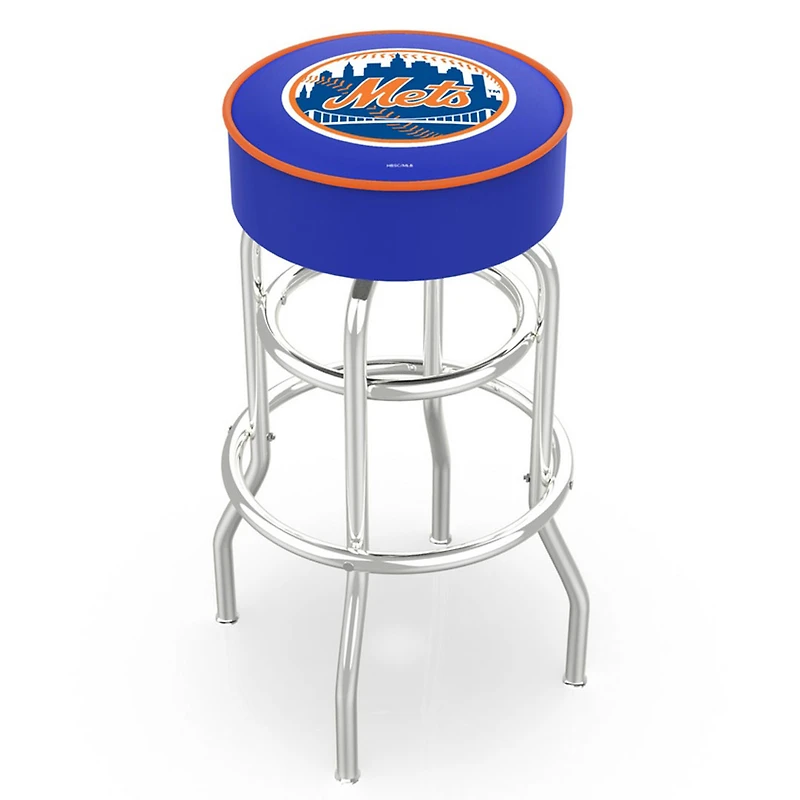 New York Mets 30" Double Ring Chrome Swivel Counter Stool