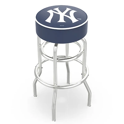 New York Yankees 30" Double Ring Chrome Swivel Counter Stool