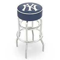 New York Yankees 30" Double Ring Chrome Swivel Counter Stool